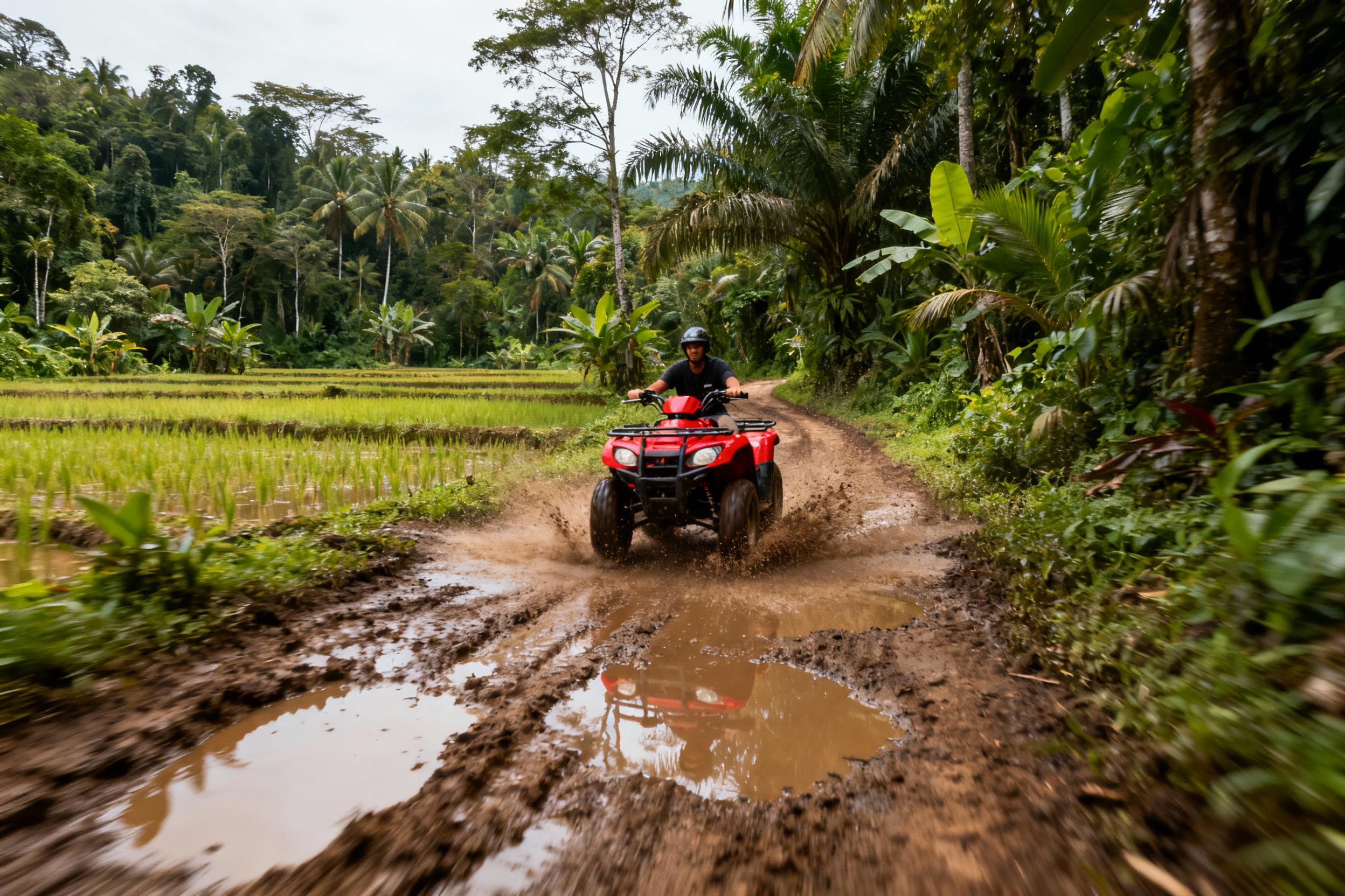 ATV quad bike ride through jungle trails in Ubud Bali